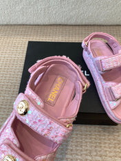 DAD SANDAL IN BRIGHT PINK FABRIC WITH SEQUINS