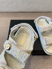 DAD SANDAL IN WHITE MIX COLORFUL FABRIC
