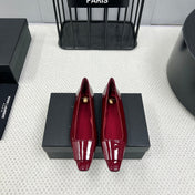 POPPY BALLET FLATS IN BURGUNDY RED GLOSSY LAMBSKIN