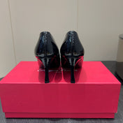 ROGER VIVIER 25S BELLE VIVIER PUMPS 70MM IN BLACK CALFSKIN GOLD BUCKLE