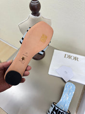 DWAY HEELED SLIDE EMBROIDERED COTTON AND LIGHT PINK MISS DIOR ALLOVER MOTIF 35 MM