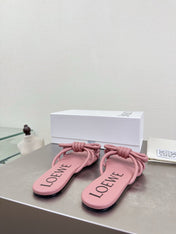 LOEWE 26S FLAMENCO KNOT SANDAL IN PINK CALFSKIN