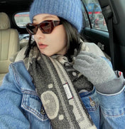 SCARF 195 CM IN BLACK AND LIGHT GRAY GG WOOL LAMÉ JACQUARD 403977