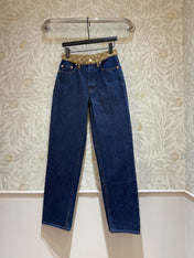 Gucci Old Flower Waist Jeans Blue Cotton