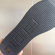 FF Sunshine 65 Black Brown Canvas Flatform Slide