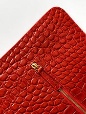 CHANEL 26S SOUPLISSIMO MAXI FLAP 39 IN RED CROCODILE-EMBOSSED CALFSKIN GOLD HARDWARE