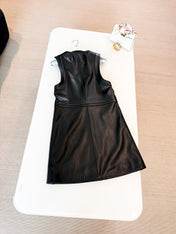 HERMES 25S LEATHER-BUCKLE WAIST VEST DRESS 120