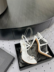 SL LINDEN HEELED SANDALS WHITE CALFSKIN