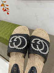 GG INTERLOCKING G ESPADRILLE BLACK FABRIC