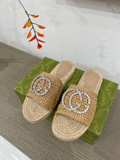 GG INTERLOCKING G ESPADRILLE COPPER FABRIC