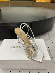 GIANVITO ROSSI 26S STRAPPY HIGH-HEEL SANDALS 110 MM IN SILVER LAMBSKIN