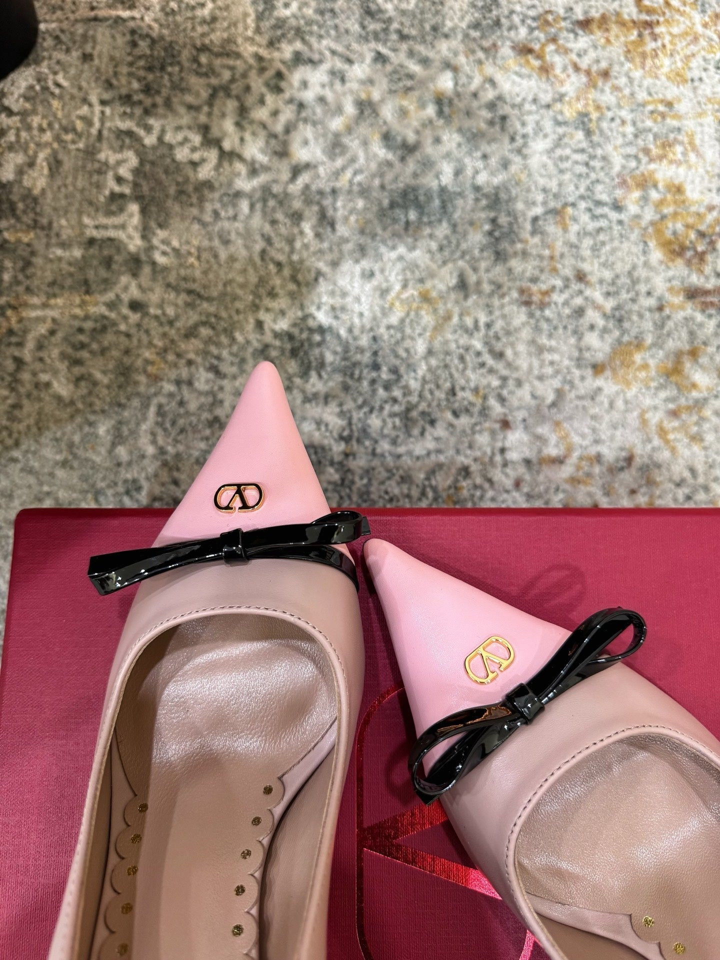 VALENTINO 26S BOW HIGH HEELS 75 MM IN NUDE AND LIGHT PINK CALFSKIN