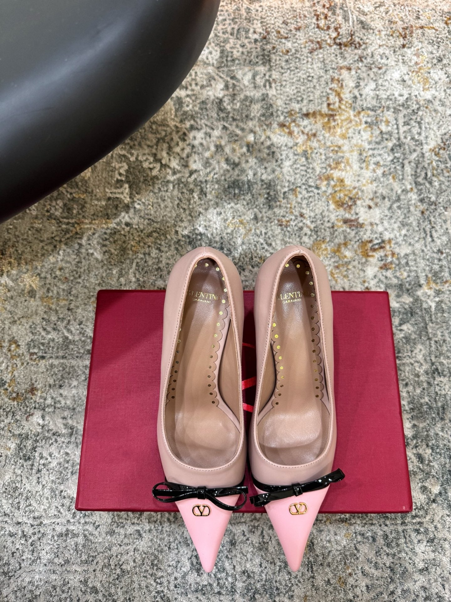 VALENTINO 26S BOW HIGH HEELS 75 MM IN NUDE AND LIGHT PINK CALFSKIN