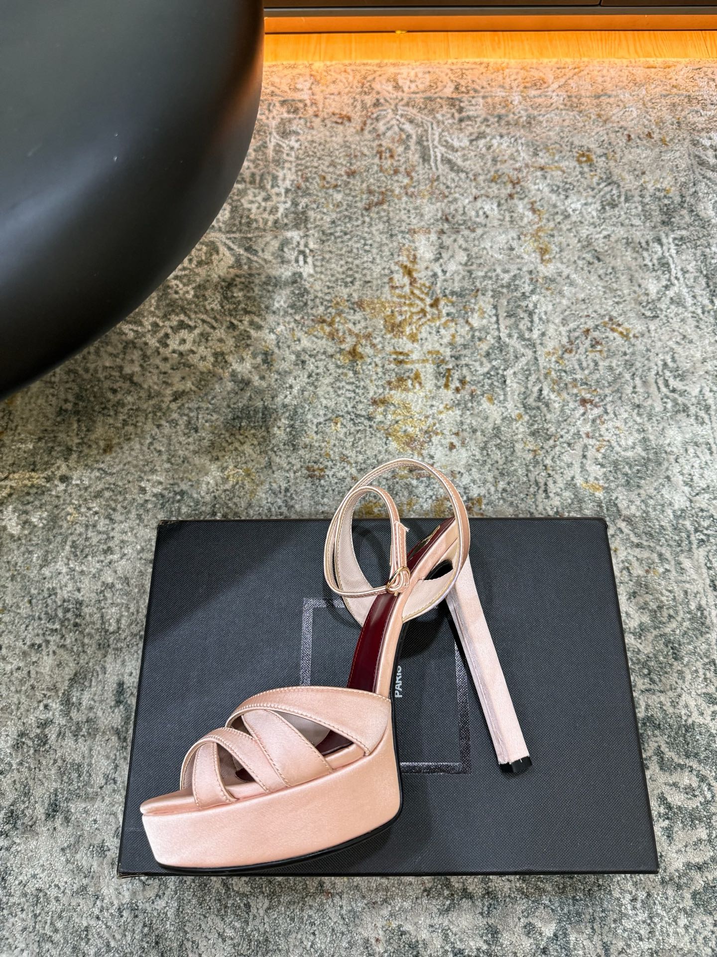 YSL 26S WOVEN-STRAP HIGH-HEEL SANDALS 130 MM IN LIGHT PINK SATIN