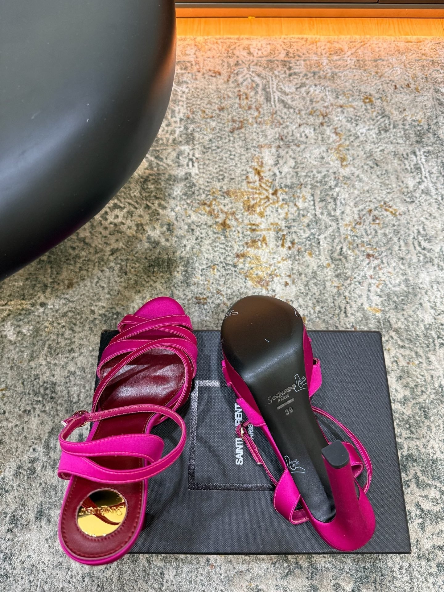 YSL 26S WOVEN-STRAP HIGH-HEEL SANDALS 130 MM IN PINK SATIN