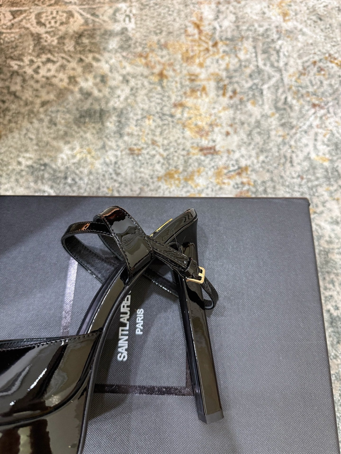 YSL 26S HIGH-HEEL SANDALS 130 MM IN BLACK GLOSSY CALFSKIN