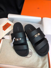 GABRIEL SANDAL MULE IN BLACK CALFSKIN