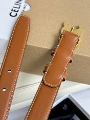 MEDIUM TRIOMPHE BELT 25MM BRONZE BROWN LEATHER GOLD HARDWARE