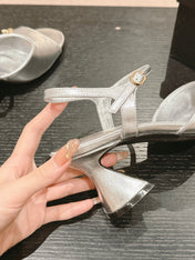HIGH HEELS SANDAL IN SILVER LAMBSKIN