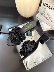 MID HEEL 45 MM MULE IN BLACK VELVET