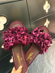 FLAT MULE 15 MM IN PLUM PURPLE VELVET