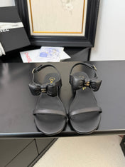 FLAT SANDALS 5 MM IN BLACK CALFSKIN