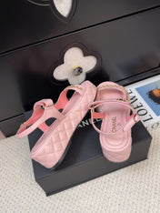 THICK-SOLED SANDALS 55 MM IN LIGHT PINK CALFSKIN