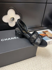 25C Sandal 45mm Open Heel Black Lambskin 233491