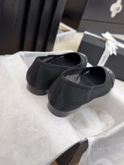 BALLET FLAT IN BLACK FABRIC AND MESH WITH CRYSTALS