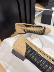 BALLERINAS IN BLACK MIX PEANUT BROWN RAFFIA