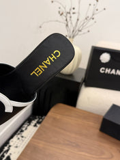 CHANEL 26S WEDGE SANDALS 95 MM IN BLACK CALFSKIN