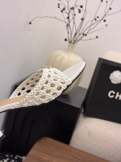 CHANEL 26S HIGH HEELS SANDALS 60 MM IN WHITE WOVEN LAMBSKIN