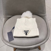 SET SCARF AND HAT IN WHITE CASHMERE AND RABBIT FUR 433247