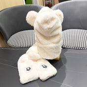 PLUSH WARM HAT IN WHITE RABBIT FUR WITH FOX EARS 439587