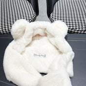 PLUSH WARM HAT IN WHITE RABBIT FUR WITH FOX EARS 439587