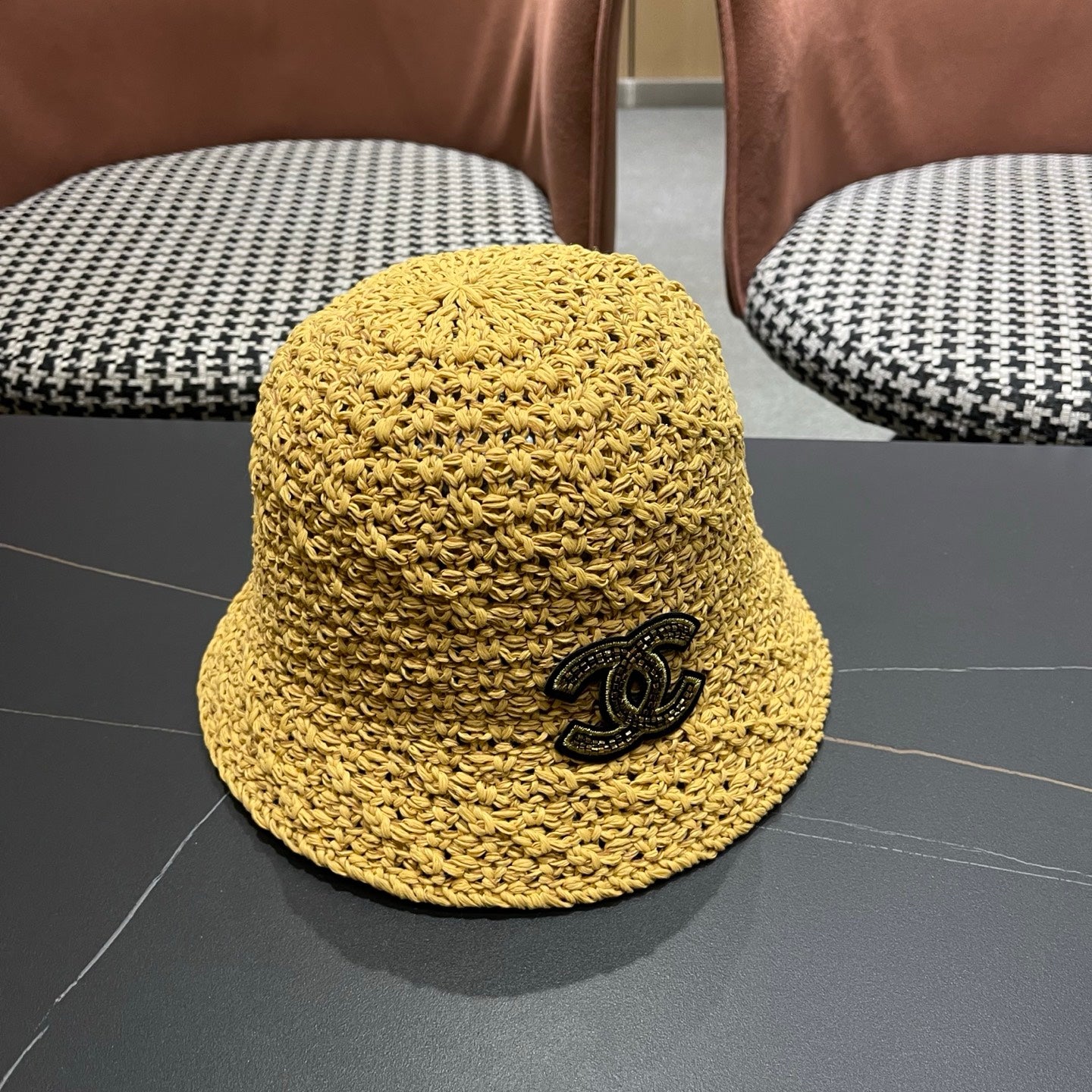 CHANEL 26S RAFFIA BUCKET HAT 335789