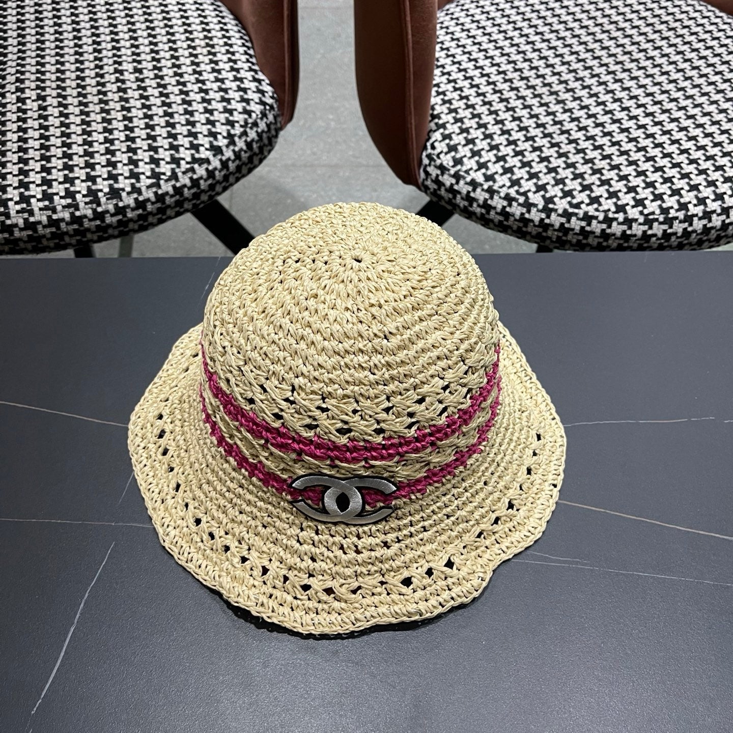 CHANEL 26S RAFFIA BUCKET HAT 335844