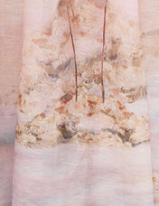 ZIMMER SILK MIDI DRESS IN PASTEL BLUE-GREEN AND LIGHT PURPLE