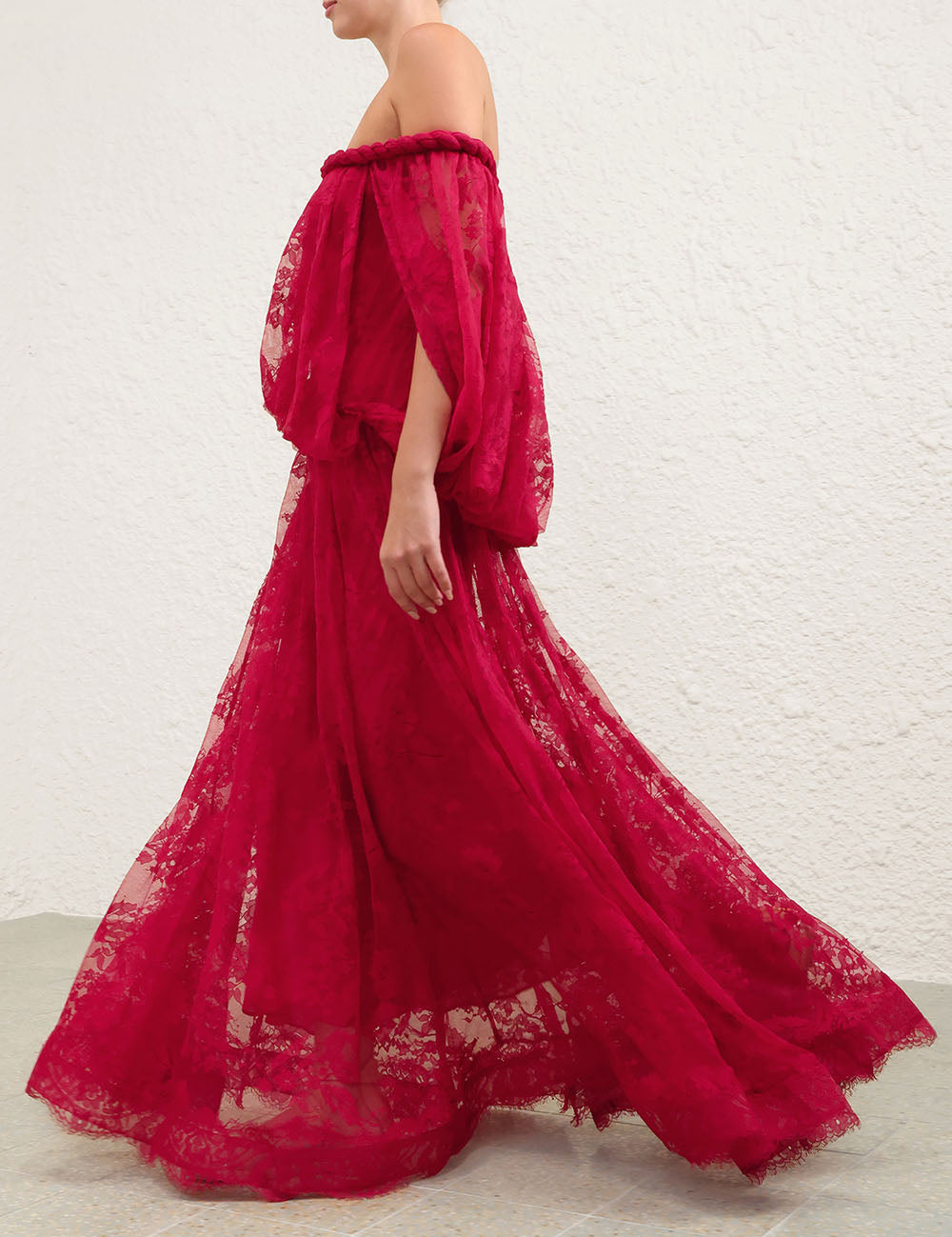 ZIMMERMANN 26S OFF-SHOULDER LACE MAXI DRESS 322