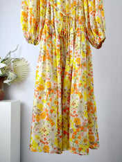 ZIMMERMANN 26S DRAWSTRING FLORAL MIDI DRESS 284