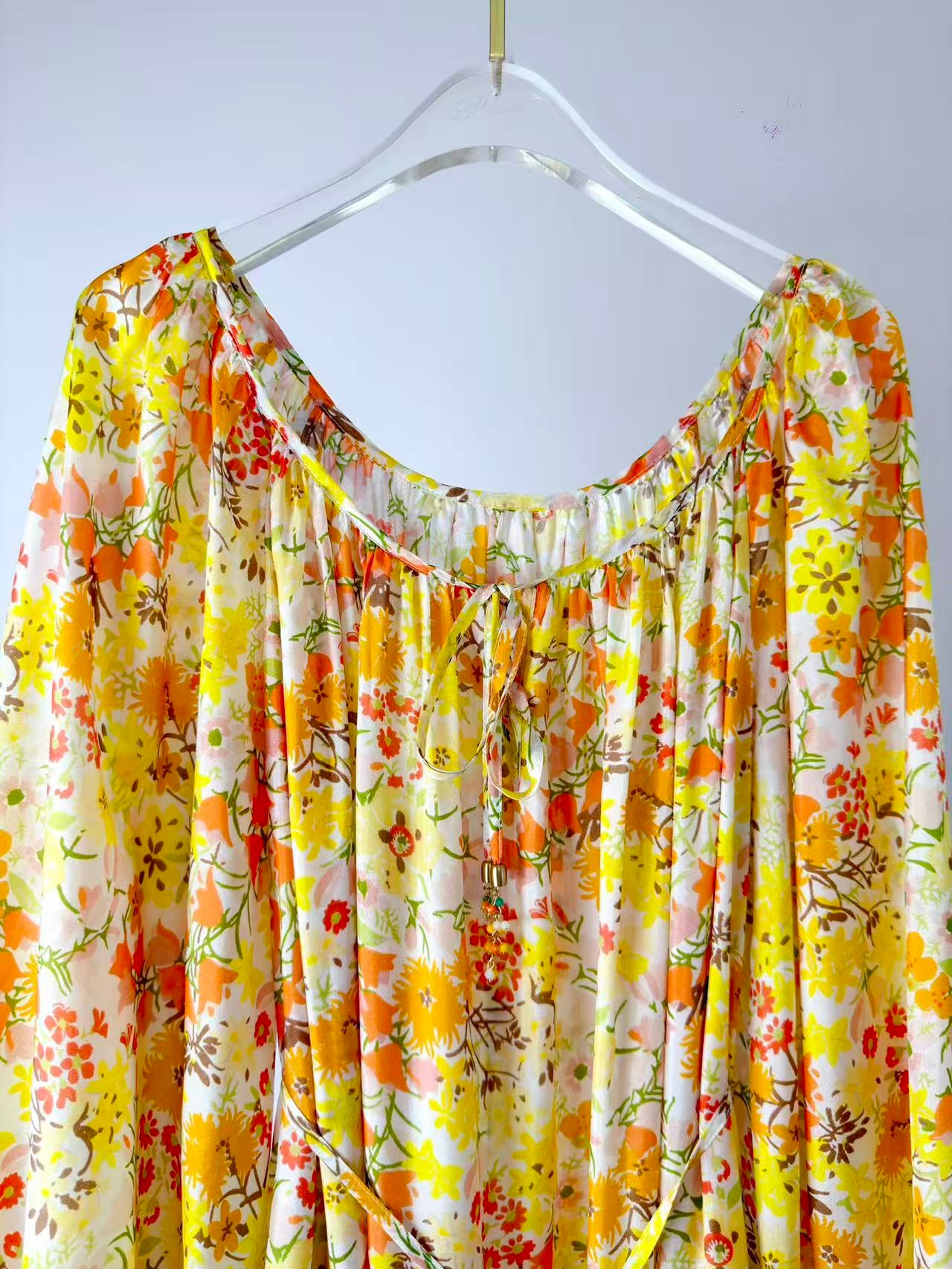 ZIMMERMANN 26S DRAWSTRING FLORAL MIDI DRESS 284