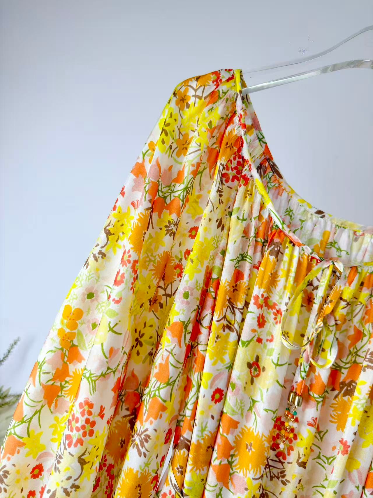 ZIMMERMANN 26S DRAWSTRING FLORAL MIDI DRESS 284