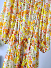 ZIMMERMANN 26S DRAWSTRING FLORAL MIDI DRESS 284