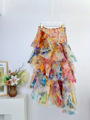 ZIMMERMANN 26S TIERED PLEATED MIDI SKIRT 266