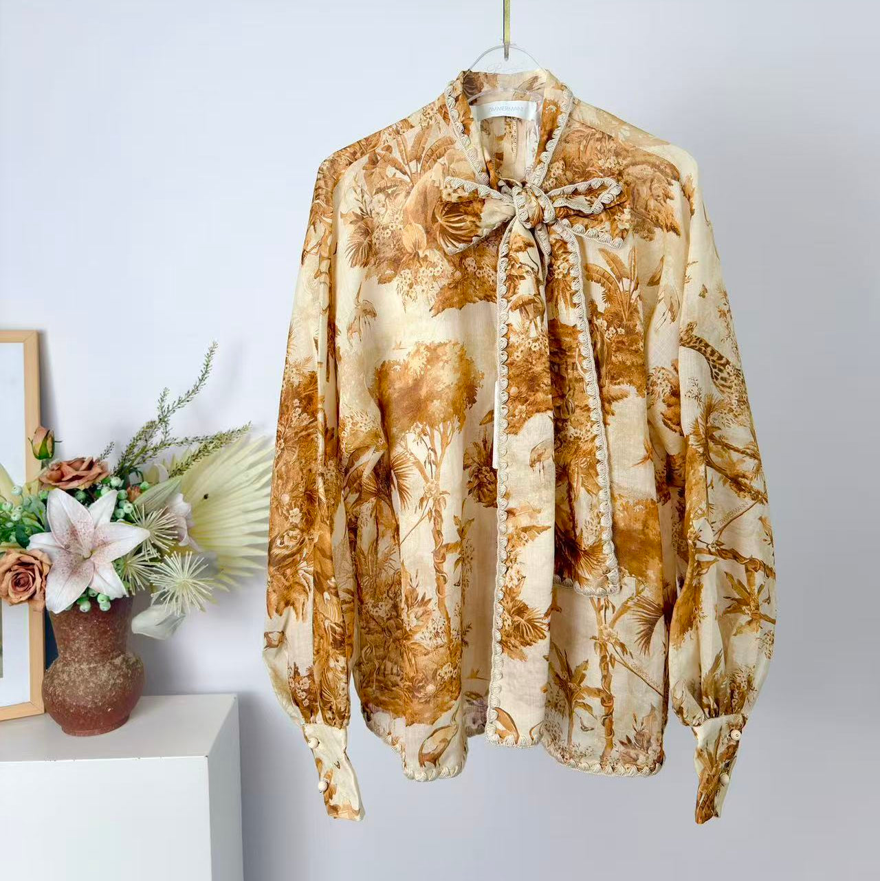 ZIMMERMANN 26S BOW-NECK LONG-SLEEVE BLOUSE 258