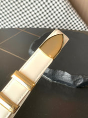 BELT 25MM MEDIUM WESTERN IN IVORY CALFSKIN GOLD BUCKLE