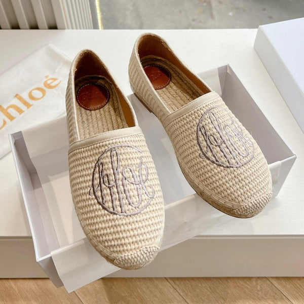 CHLOÉ WOVEN LOAFER IN BEIGE RAFFIA
