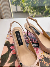 DG 70MM FOOTWEAR – BLUSH IN BEIGE CALFSKIN SLINGBACK