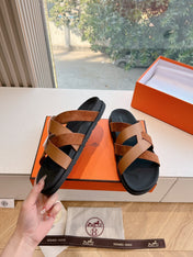 KAZIMIR SANDAL IN BRONZE BROWN CALFSKIN AND SUEDE