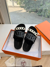 EXTRA SANDAL IN BLACK MIX SILVER CALFSKIN